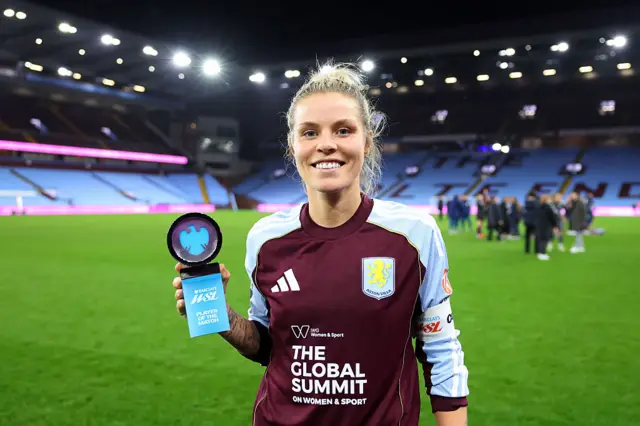Rachel Daly with Player of the match trophy