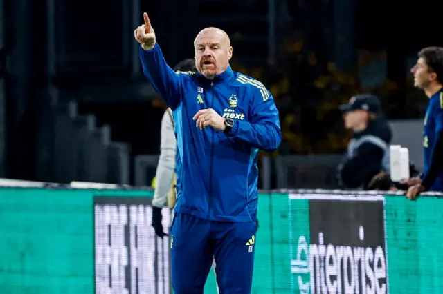 Head coach Sean Dyche of Nottingham Forest gestures