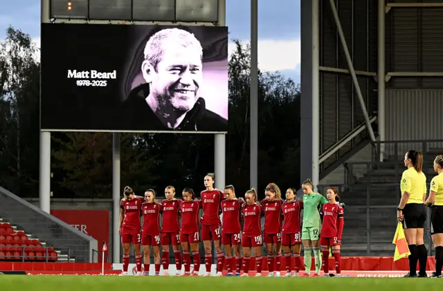 Matt Beard image on scoreboard as his former players pay their respects
