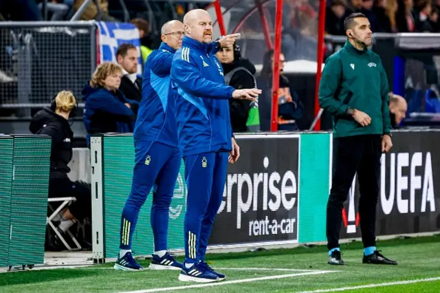 Head coach Sean Dyche of Nottingham Forest gestures
