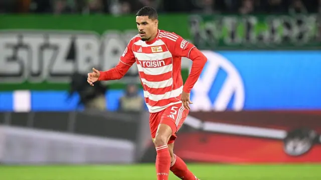 WOLFSBURG, GERMANY - DECEMBER 06: Danilho Doekhi of Union Berlin in action during the Bundesliga match between VfL Wolfsburg and 1. FC Union Berlin at Volkswagen Arena on December 06, 2025 in Wolfsburg, Germany. (Photo by Stuart Franklin/Getty Images)