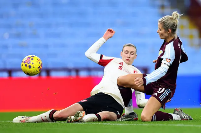 Rachel Daly of Aston Villa scores her team's third goal d