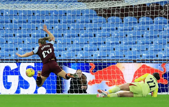 Kirsty Hanson of Aston Villa scores her team's second goal