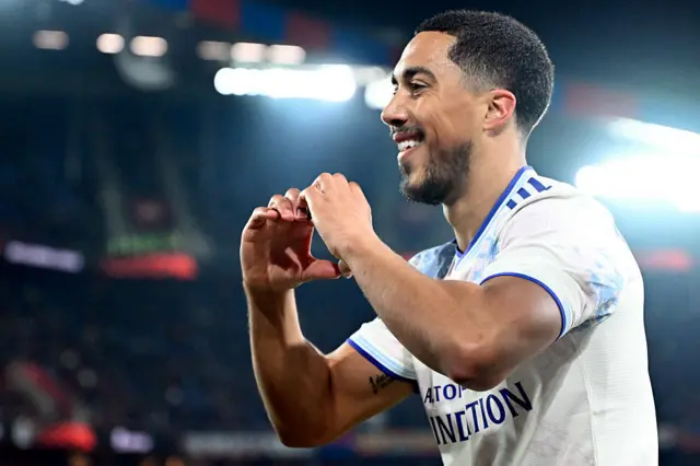 Aston Villa's Belgian midfielder #08 Youri Tielemans celebrates his team's second goal during the UEFA Europa League, league phase, football match between FC Basel and Aston Villa at the St Jakob-Park satdium, in Basel, on December 11, 2025.