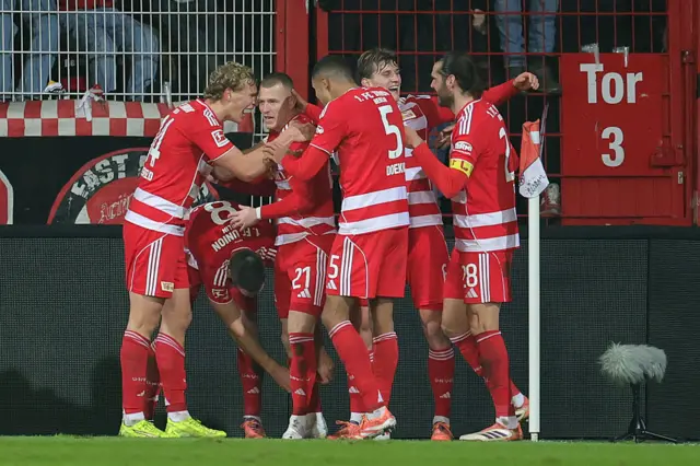 Union Berlin celebrate Tim Skarke's goal