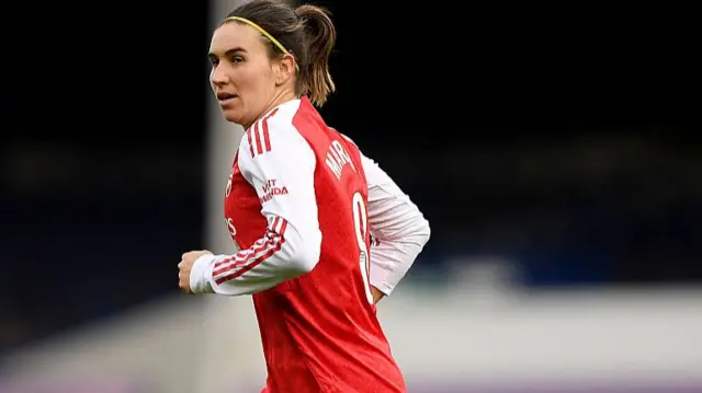 Mariona Caldentey of Arsenal looks on during the Barclays Women's Super League match between Everton and Arsenal at Goodison Park on December 13, 2025 in Liverpool, England.