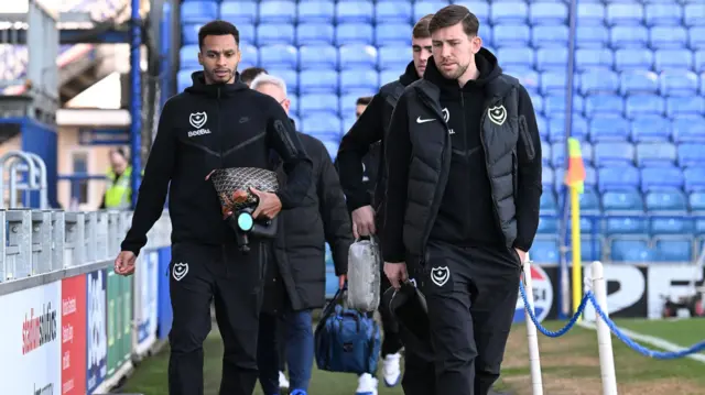 Portsmouth players arrive at Fratton Park