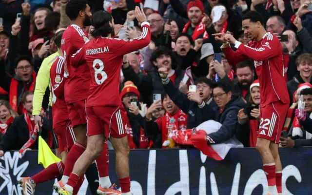 Liverpool's Hugo Ekitike celebrates scoring