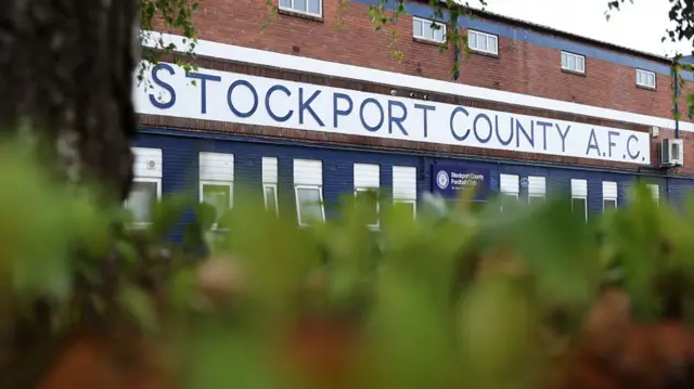 An outside view of Stockport County's stadium