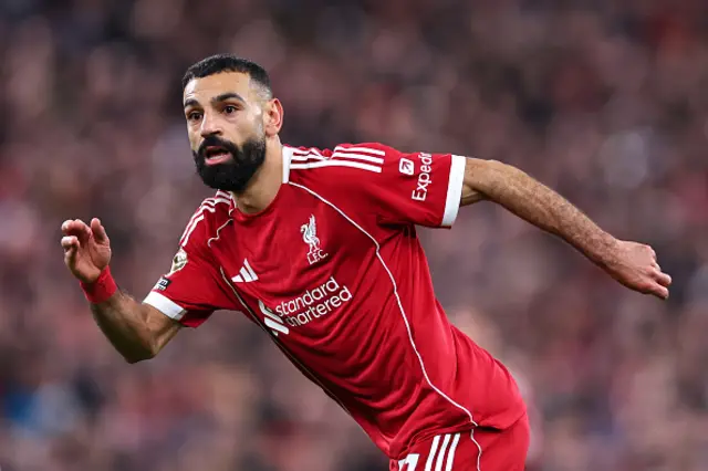 Mohamed Salah of Liverpool looks on
