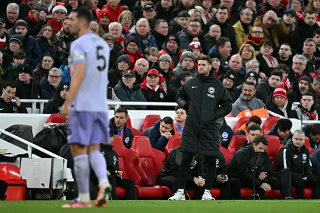 Brighton's German head coach Fabian Hurzeler reacts