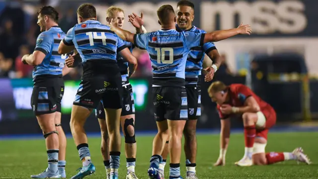 Cardiff celebrate beating Ulster
