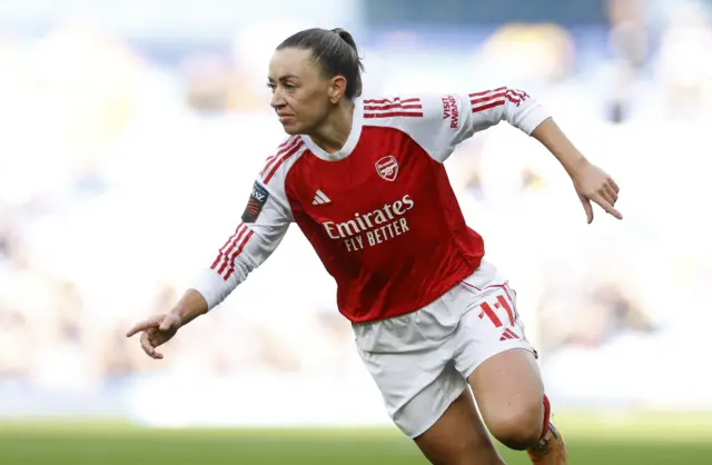 Arsenal's Katie McCabe celebrates scoring their first goal