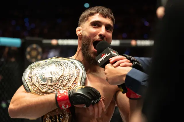 Baris Adiguzel speaks on a PFL mic