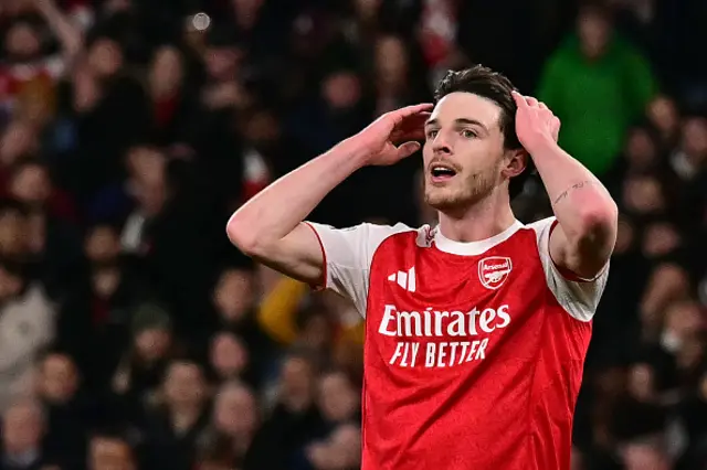 Declan Rice reacts to a missed chance