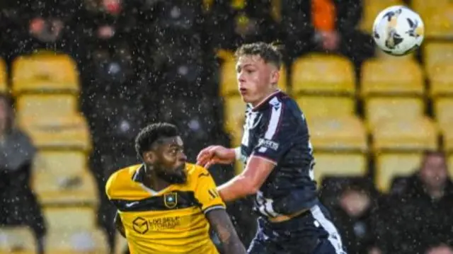 Livingston's Jeremy Bokila and Dundee's Luke Graham