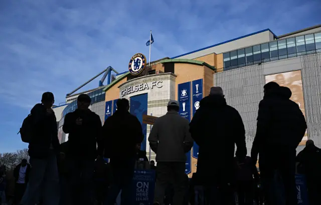 General view outside the stadium as fans arrive