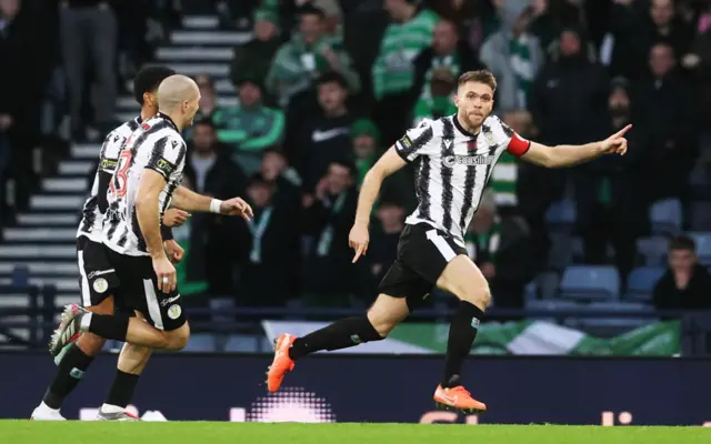 Marcus Fraser runs off to celebrate his goal