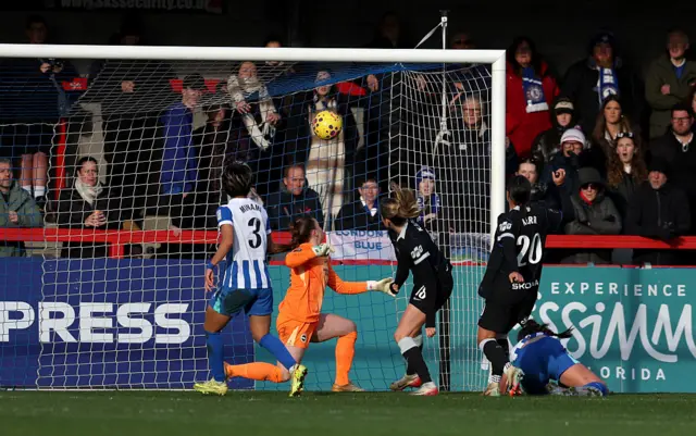 Caitlyn Hayes of Brighton & Hove Albion scores an own goal