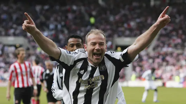Alan Shearer celebrating a goal