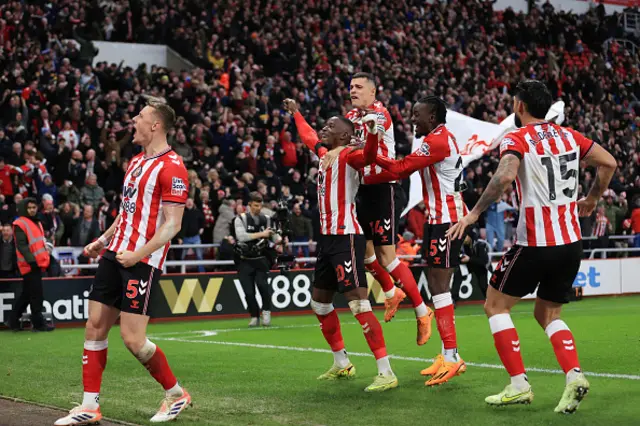 Nordi Mukiele of Sunderland and Granit Xhaka of Sunderland celebrate their opening goal