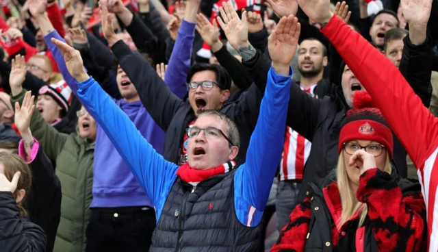 Sunderland fans during the Premier League match at the Stadium of Light