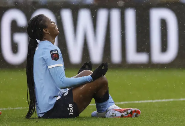 Manchester City's Khadija Shaw celebrates scoring their first goal