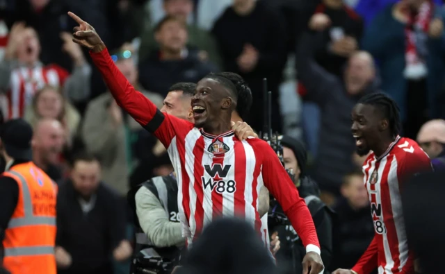 Sunderland's Nordi Mukiele celebrates his side's first goal of the game