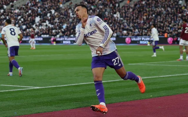 Aston Villa's Morgan Rogers celebrates