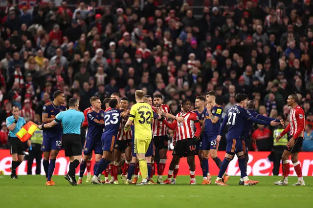 Newcastle United and Sunderland players clash