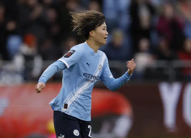 Manchester City's Aoba Fujino celebrates scoring their third goal