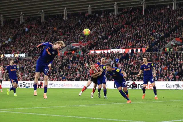 Nick Woltemade of Newcastle United scores an own goal