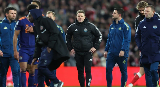 Newcastle United manager Eddie Howe looks dejected
