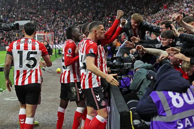 Nordi Mukiele of Sunderland and Granit Xhaka of Sunderland celebrate their opening goal