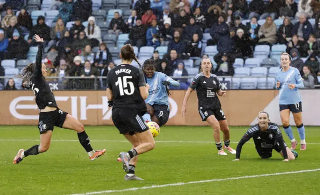 Manchester City's Khadija Shaw scores their second goal