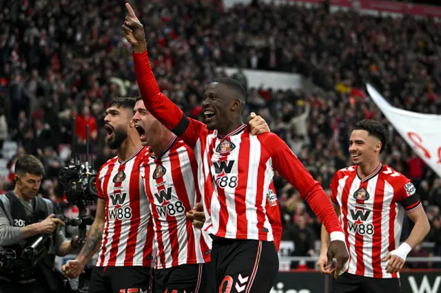 Nordi Mukiele of Sunderland and Granit Xhaka of Sunderland celebrate their opening goal