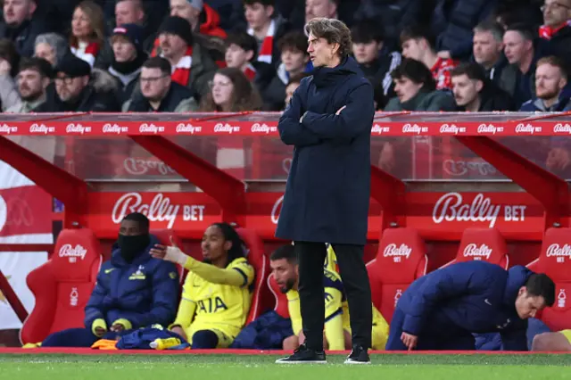 Thomas Frank, Manager of Tottenham Hotspur, looks on