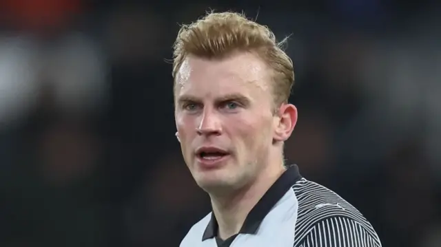 A close-up photo of Derby County's Sondre Langas