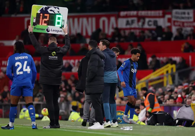 Tyler Adams of AFC Bournemouth is substituted due to injury