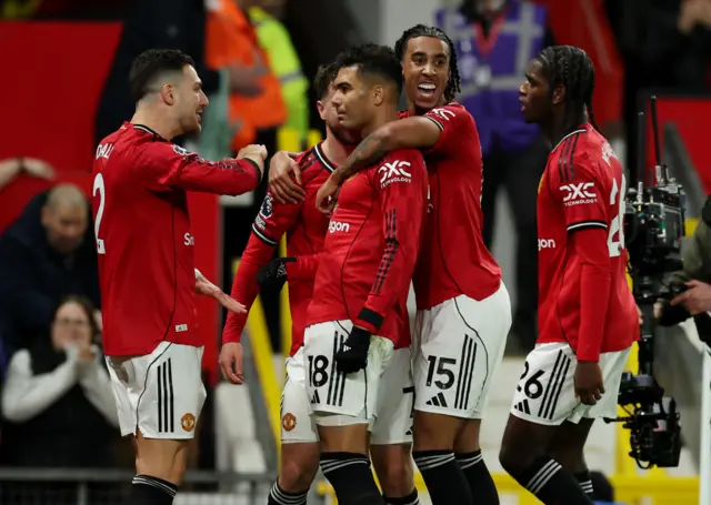 Manchester United's Casemiro celebrates scoring their second goal