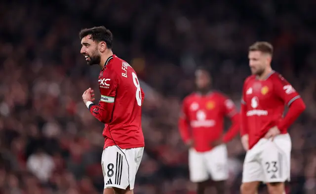 Bruno Fernandes of Manchester United reacts