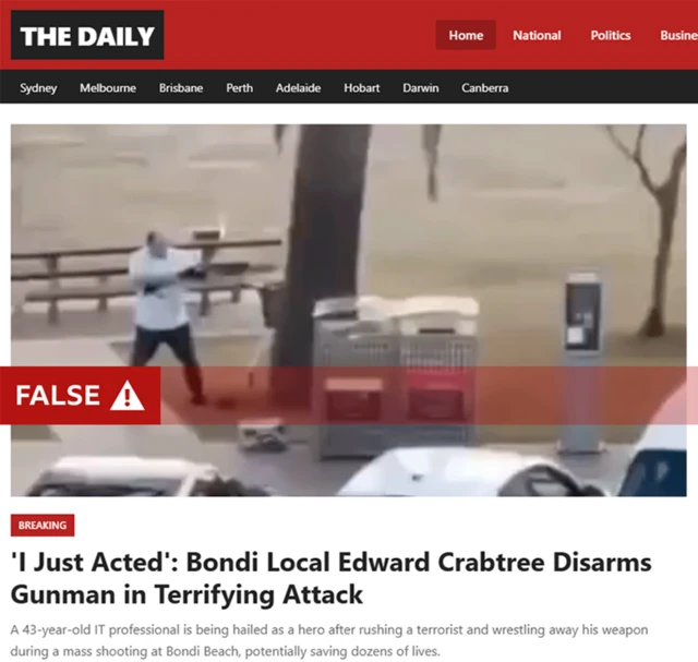 A screengrab of the false hero story on the fake news website