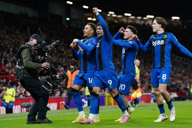 Bournemouth's Marcus Tavernier celebrates scoring their side's third goal of the game during the Premier League match at Old Trafford.