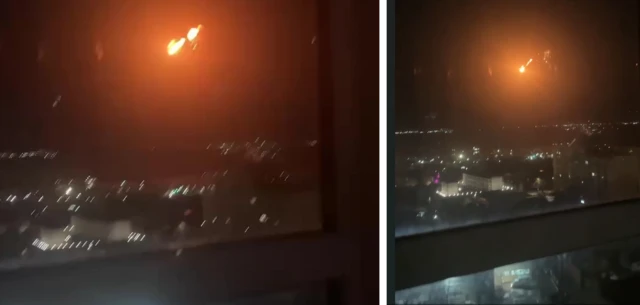 The burning object is seen on the video - taken from a higher position - falling to the ground