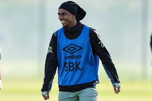 Eli Junior Kroupi of Bournemouth during a training session at Canford Performance Centre on November 25, 2025 in Wimborne Minster, England.