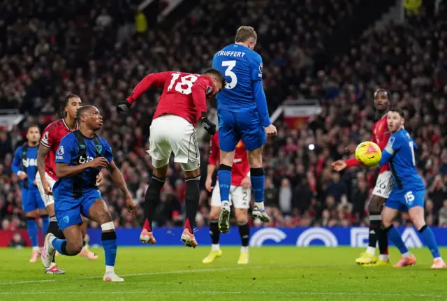 Manchester United's Casemiro scores their side's second goal of the game