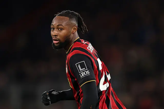 Antoine Semenyo of Bournemouth during the Premier League match between Bournemouth and Chelsea at Vitality Stadium on December 06, 2025 in Bournemouth, England.
