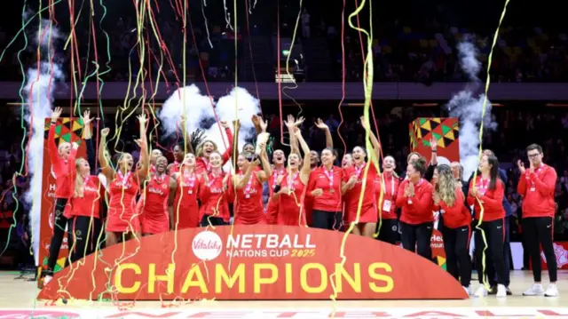 England celebrate winning the Nations Cup