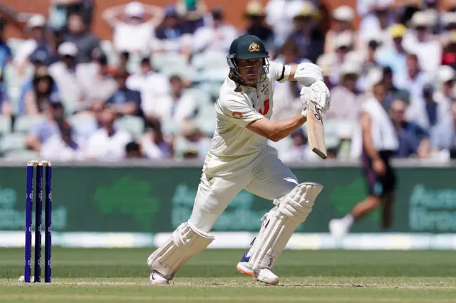 Australia's Marnus Labuschagne bats on day one of the third NRMA Insurance Ashes Series 2025 test at the Adelaide Oval, Australia