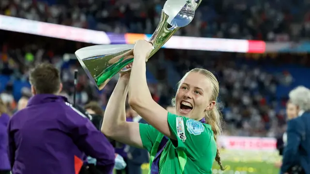 Hannah Hampton with the European Championship trophy